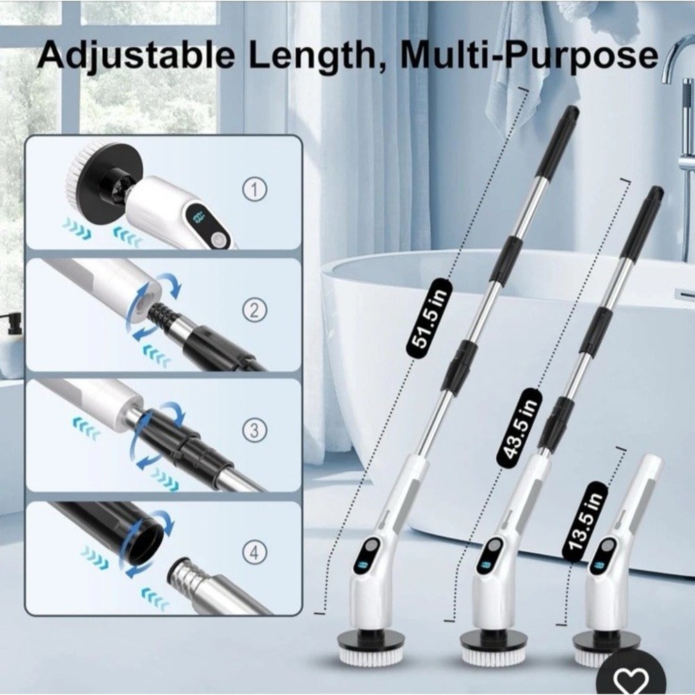 8 in 1 Electric Spin Scrubber with 8 Replaceable Brush Heads, Multi-Functional - Picture 7 of 9